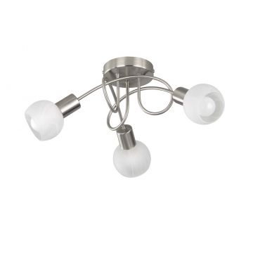 Antibes Girandola 3 Spots Acciaio Dec. Cromo Att. E14 Diff. Vetro De. Alab. D. 45 Trio Grigio cenere