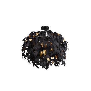 Leavy Plafoniera Foglie Lavabili Nero E Oro D. 70Cm Trio 