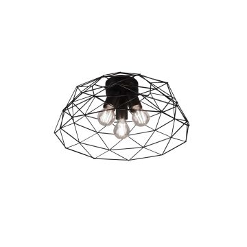 Haval Plafoniera Gabbia Metallo Nero Opaco 3 Luci D. 45Cm Trio 