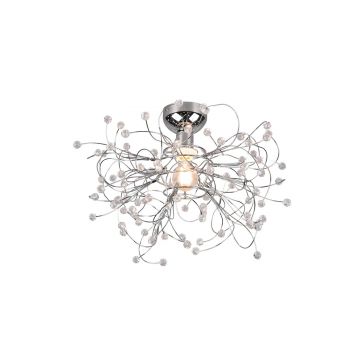 Gloria Plafoniera Fili Metallo Cromato Con Gemme Effetto Cristallo D. 52Cm Trio 