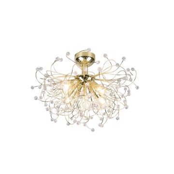 Gloria Plafoniera Fili Metallo Oro Con Gemme Effetto Cristallo D. 55Cm Trio 
