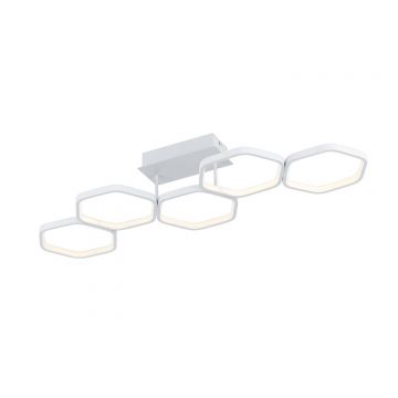Vigo Plafoniera Led 5 Esagoni Bianca Con Regolazione Intensita' Con Interruttore L.90Cm Trio 