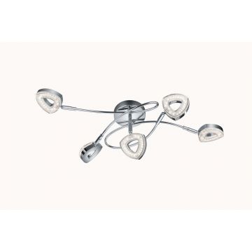 Tours Plafoniera 5 Spots Led Integrati In Diffusore Triangolo Cromato Trio 