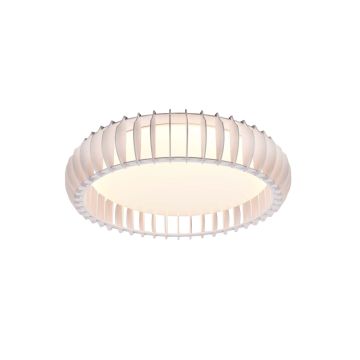 Monte Plafoniera Led Con Struttura Legno Colore Bianco Con Telecomando Multifunzione D.60Cm Trio 