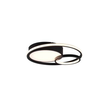 Vuelta Plafoniera Led Nera 3 Diffusori Con Dimmerazione Intensita' E Temperatura Di Colore D. 48Cm Trio 