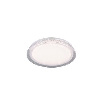 Heracles Plafoniera Led Diffusore Bianco Effetto Stelle Con Bordo Trasparente Rigato E Telecomando Multifunzione D.38 Trio 
