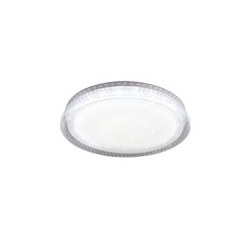 Thea Plafoniera Led Diffusore Bianco Effetto Stelle Con Bordo Trasparente Con Rgb Retroilluminato E Telecomando Multifunzione D.38 Trio 