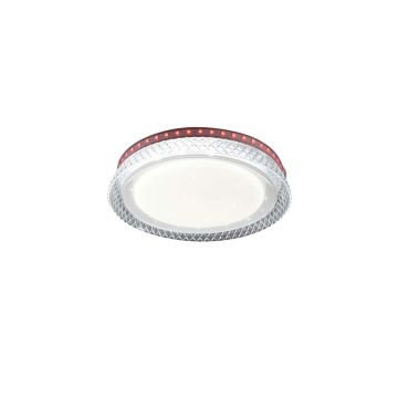 Thea Plafoniera Led Diffusore Bianco Effetto Stelle Con Bordo Trasparente Con Rgb Retroilluminato E Telecomando Multifunzione D.28 Trio 