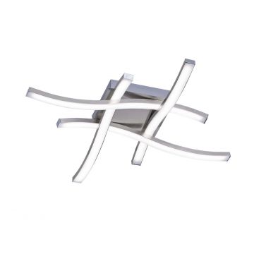 Route Plafoniera Led 4 Bacchette Ondulate Acciaio Satinato 45,2Cmx45,2Cm Trio 