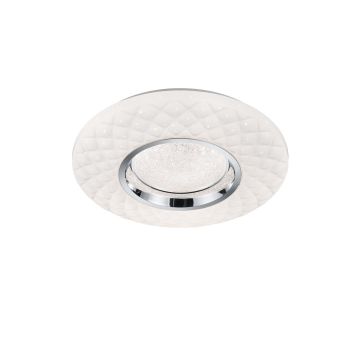 Magnolia Plafoniera Led Cromo Ed Effetto Cristallo Con Telecomando Con Funzioni Di Variazione Luce Calda E Fredda, Regolazione Intensita' Di Luce E Luce Notturna D. 40Cm Trio 