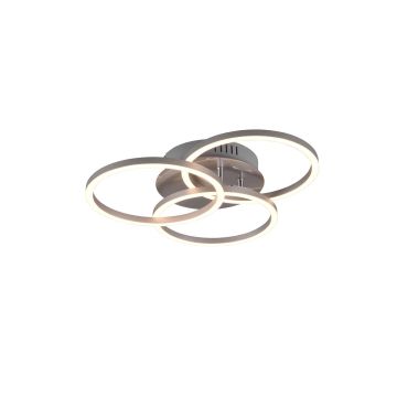 Circle Plafoniera Led Acciaio Satinato 3 Cerchi Orientabili Con Telecomando Multifunzione L. 41Cm Trio 