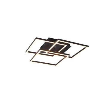 Mobile Plafoniera Led Nera 3 Quadrati Orientabili Con Telecomando Multifunzione L. 41Cm Trio 