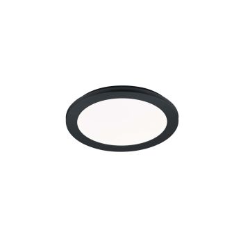 Camillus Plafoniera Led Tonda Metallo Nero Opaco Con Funzione Dimmerabilita' Con Normale Interruttore A Parete Ip44 D. 26Cm Trio 