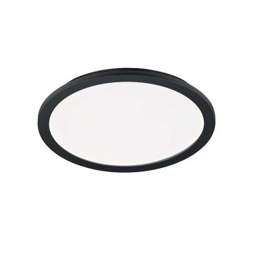 Camillus Plafoniera Led Tonda Metallo Nero Opaco Con Funzione Dimmerabilita' Con Normale Interruttore A Parete Ip44 D. 40Cm Trio 