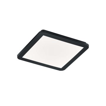 Camillus Plafoniera Led Quadrata Metallo Nero Opaco Con Funzione Dimmerabilita' Con Normale Interruttore A Parete Ip44 L. 30Cmx30Cm Trio 