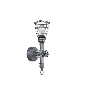 Gotham Applique Tubo Metallo Argento Anticato Con Gabbia H. 37 Trio Argento