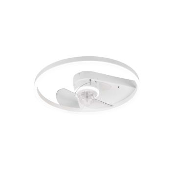 Borgholm Plafoniera Led Bianco Opaco Con Ventilatore Con Telecomando Multifunzione Regolazione 3 Intensita' E Temperatura Di Colore E Timer D.50Cm Trio 
