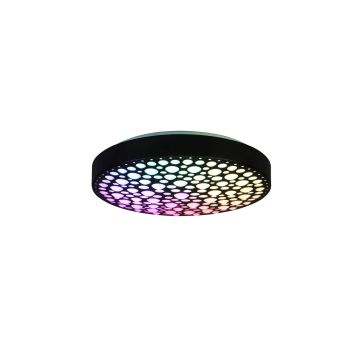 Chizu Plafoniera Led Rotonda Nera Effetto Cerchi Anche Rgb Con Telecomando Multifunzione D. 40Cm Trio 