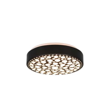Chizu Plafoniera Led Rotonda Nera Effetto Cerchi D. 28Cm Trio 
