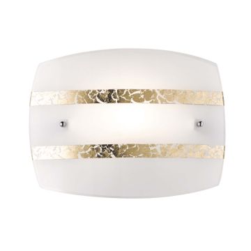 Nikosia Applique Vetro Bianco E Foglia Oro 30X20Cm Trio Oro