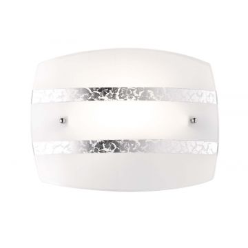 Nikosia Applique Vetro Bianco E Foglia Argento 30X20Cm Trio Argento