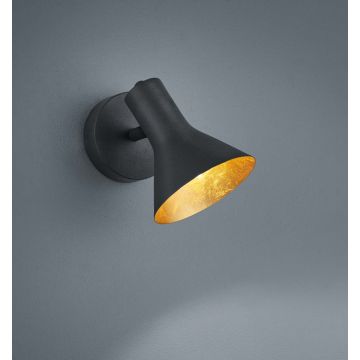 Nina Spot Singolo Attacco E14 Diffusore Metallo Nero + Oro Trio Nero