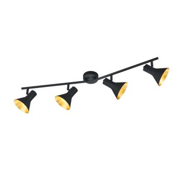 Nina Barra 4 Spots Attacco E14 Diffusori Metallo Nero + Oro Trio Nero