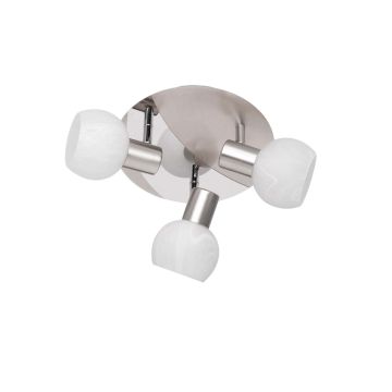 Antibes Plafoniera 3 Spots Acciaio Dec. Cromo Att. E14 Diff. Vetro De. Alab. D. 22 Trio 