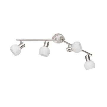 Antibes Barra 4 Spots Acciaio Dec. Cromo Att. E14 Diff. Vetro De. Alabastro L. 70 Trio Grigio cenere