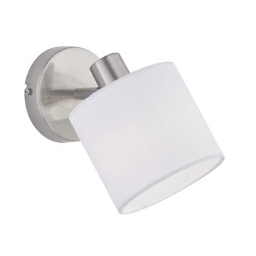 Tommy Spot Singolo Con Diffusore Paralume Bianco Base Metallo Acciaio Satinato H.19Cm Trio Grigio cenere