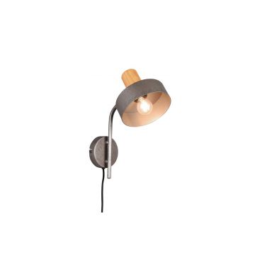 Gaya Applique Metallo Acciaio Anticato Con Particolare In Legno Naturale H. 32Cm Trio Grigio cenere