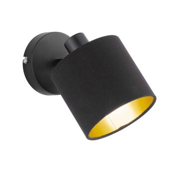 Tommy Spot Singolo Con Diffusore Paralume Nero Interno Oro Base Metallo Nero Opaco H.19Cm Trio Nero