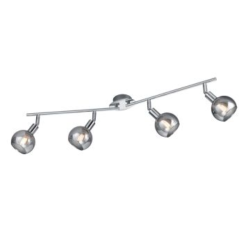 Brest Barra 4 Spots Metallo Cromo Con Vetri Fume' L. 83Cm Trio Grigio 25%