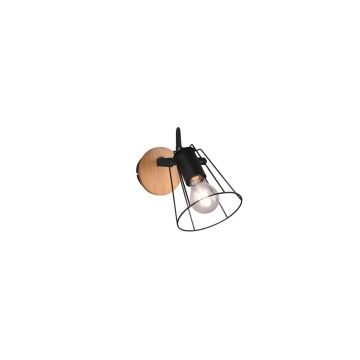 Jaipur Spot Gabbia Metallo Nero Con Base Legno H.29Cm Trio Nero