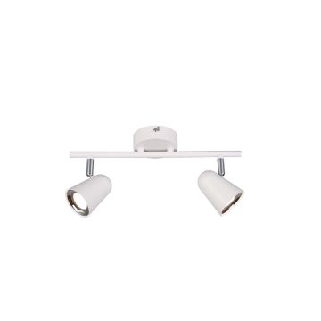 Toulouse Barra 2 Spots Led Bianco Satinato Con Bordo Cromato L. 34Cm Trio Bianco