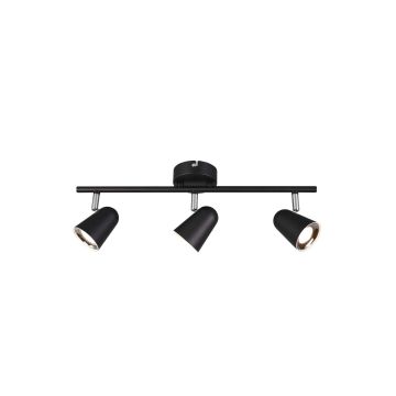 Toulouse Barra 3 Spots Led Nero Satinato Con Bordo Cromato L. 48Cm Trio Nero