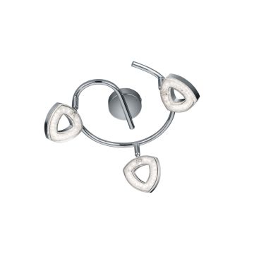 Tours Girandola 3 Spots Led Integrati In Diffusore Triangolo Cromato Trio Grigio 25%