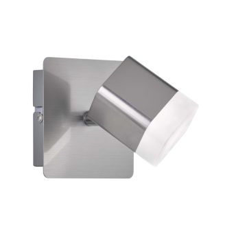 Roubaix Spot Led Singolo Quadrato Metallo Acciaio Satinato L.9Cm Trio Grigio cenere