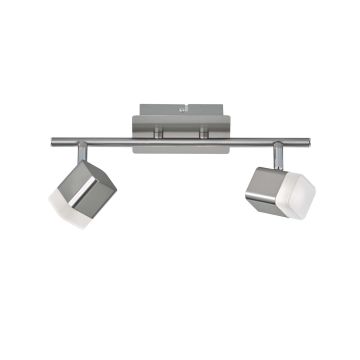 Roubaix Barra 2 Spots Led Quadrati Metallo Acciaio Satinato L.30Cm Trio Grigio cenere