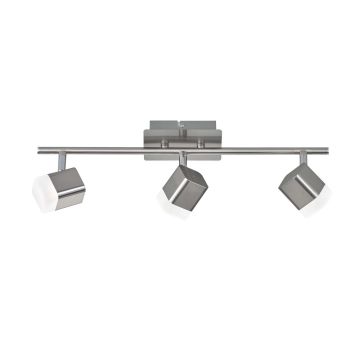 Roubaix Barra 3 Spots Led Quadrati Metallo Acciaio Satinato L.48Cm Trio Grigio cenere