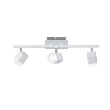 Roubaix Barra 3 Spots Led Quadrati Metallo Bianco Opaco L.48Cm Trio Bianco