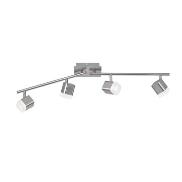 Roubaix Barra 4 Spots Led Quadrati Metallo Acciaio Satinato L.80Cm Trio Grigio cenere