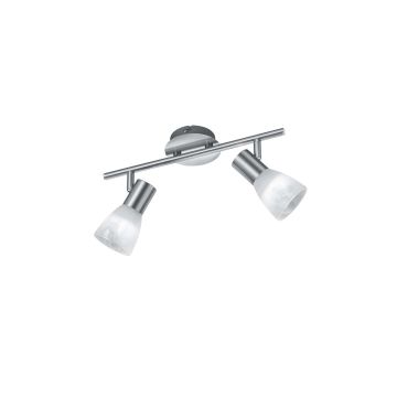 Visto Barra 2 Spots Metallo Acciaio Con Vetri Alabastro L. 33Cm Trio Grigio cenere