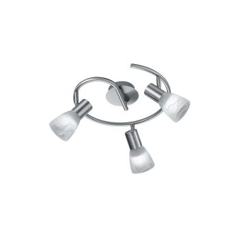 Visto Plafoniera 3 Spots Metallo Acciaio Con Vetri Alabastro D. 30Cm Trio 