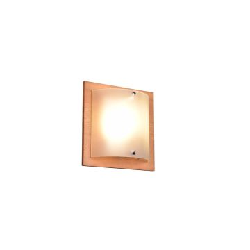 Pali Applique Legno Naturale E Vetro Bianco 25Cm X 25Cm Trio 