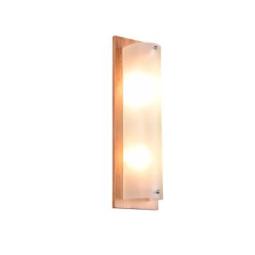 Pali Applique Legno Naturale E Vetro Bianco H. 45Cm X L. 14Cm Trio 