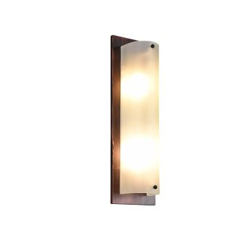 Pali Applique Legno Anticato E Vetro Bianco H. 45Cm X L. 14Cm Trio 