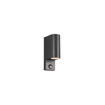 Roya Applique Da Esterno Fusione Alluminio Stondata Antracite A Biemissione Con Sensore Di Movimento Ip44 H.15Cm Trio Antracite