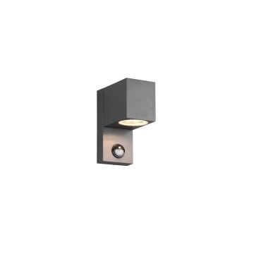 Roya Applique Da Esterno Fusione Alluminio Squadrata Antracite Con Sensore Di Movimento Ip44 H.15Cm Trio Antracite
