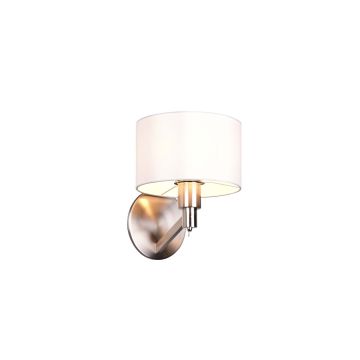 Cassio Applique Metallo Acciaio Con Paralume Bianco Ed Interruttore H. 27,9Cm Trio Grigio cenere